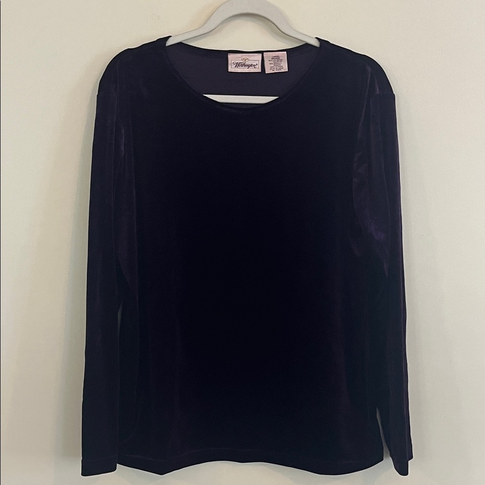 Vintage Worthington Purple Velvet Long Sleeve Top Whimsigoth Witchy Fall Holiday